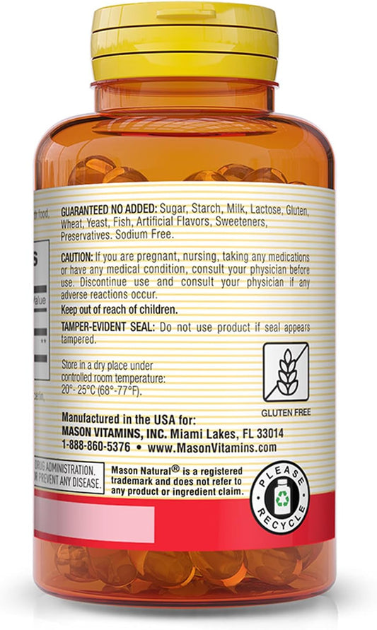 Mason Natural Co Q10 200 Mg - Healthy Heart And Cellular Energy Production, Supports Cardiovascular Health, 30 Softgels