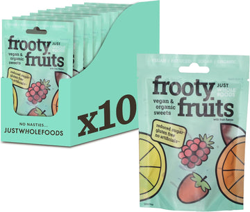 Just Wholefoods Organic Gummy Sweets 10 X 70G | Vegan, Gluten Free Fruit Flavoured Sweets | Plant-Based, No Artificial Ingredients And Reduced Sugar (Fruits)