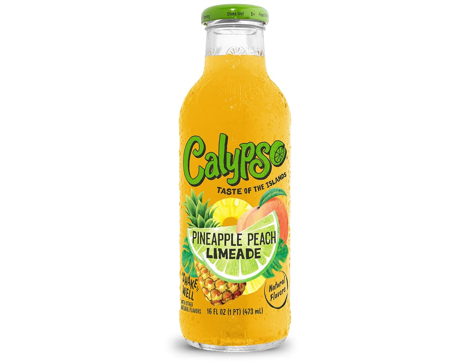 Calypso Limeade | Made with Real Fruit and Natural Flavors | Pineapple Peach Limeade, 16 Fl Oz (Pack of 12) : Grocery & Gourmet Food