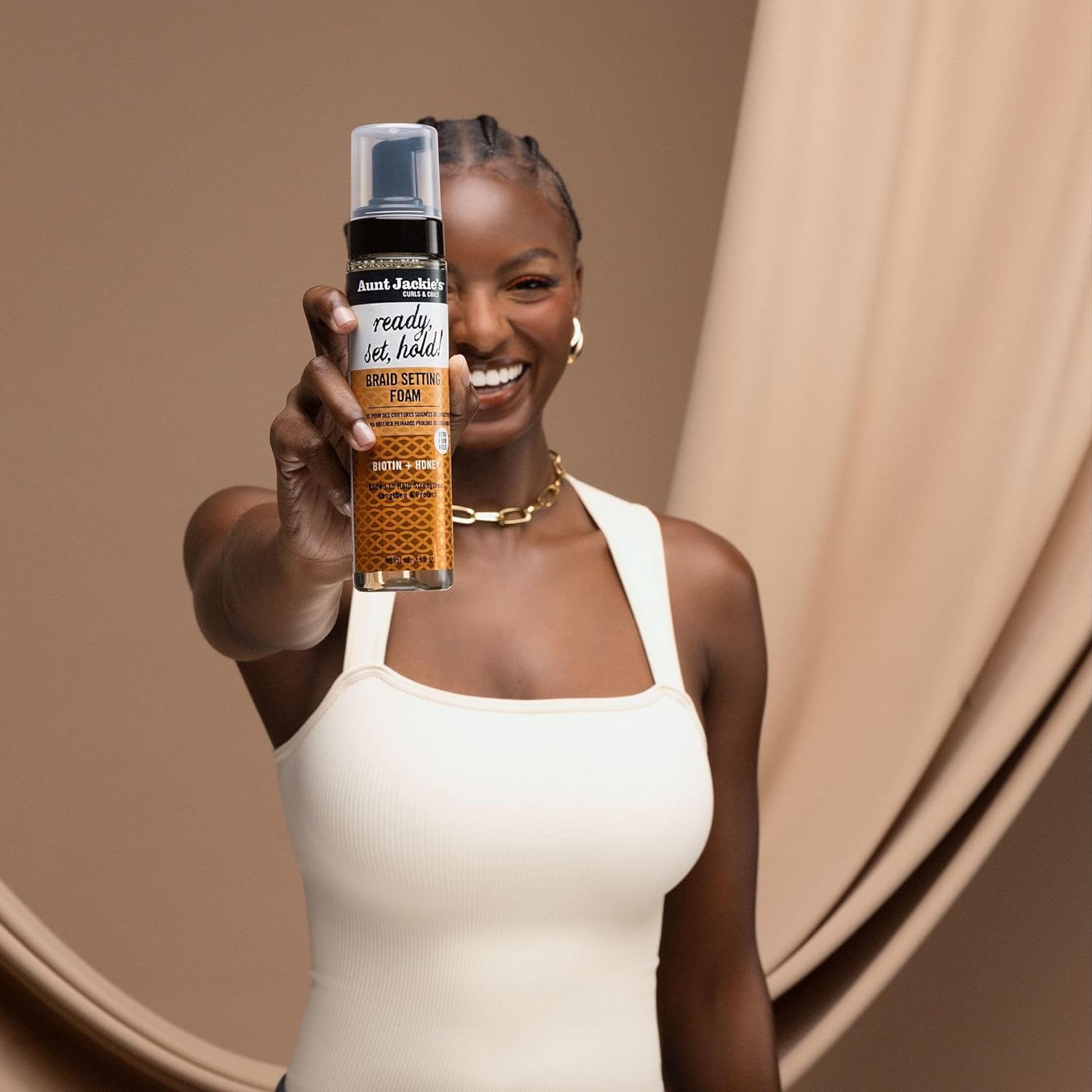 Aunt Jackie's Curls & Coils Biotin + Honey Ready, Set, Hold Braid Setting Foam with Extra Firm Hold, 8.5 fl oz : Beauty & Personal Care