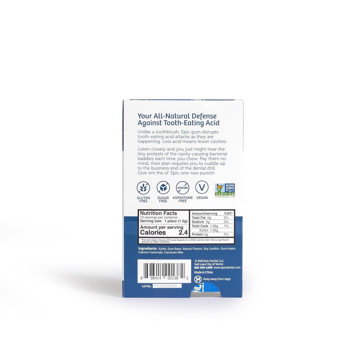 Epic Xylitol Chewing Gum - Sugar Free & Aspartame Free Chewing Gum Sweetened w/Xylitol for Dry Mouth & Gum Health (Peppermint, 12-Piece Pack, 12 Packs) : Breath Freshening Gum : Grocery & Gourmet Food