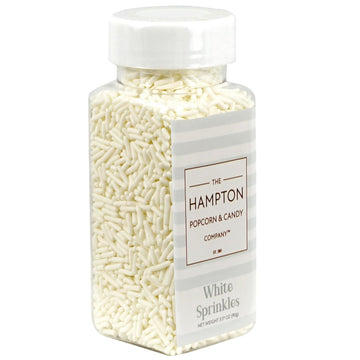 White Sprinkles Jimmies 3.17 Oz, Sprinkles For Cake Decorating, Cake Sprinkles, Sprinkles For Baking, Ice Cream & More, The Hampton Candy Company