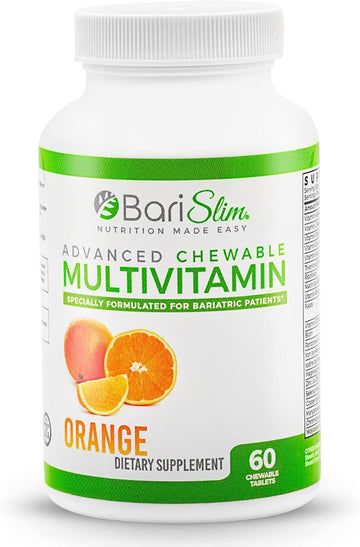 Advanced Chewable Bariatric Multivitamin Tablets - Bariatric Vitamin And Supplement For Post Bariatric Surgery Including Gastric Bypass And Gastric Sleeve | Orange (60 Count)