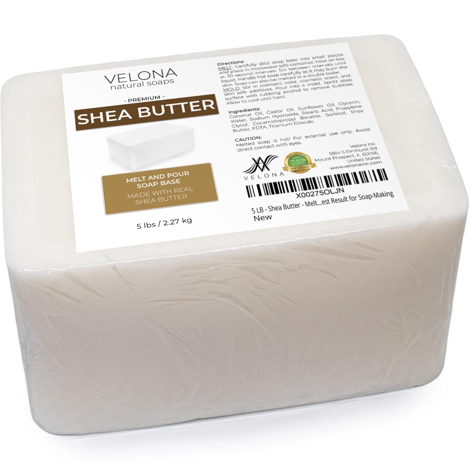 velona 5 LB - Shea Butter - Melt and Pour Soap Base SLS/SLES free | Natural Bars for The Best Result for Soap-Making : Arts, Crafts & Sewing