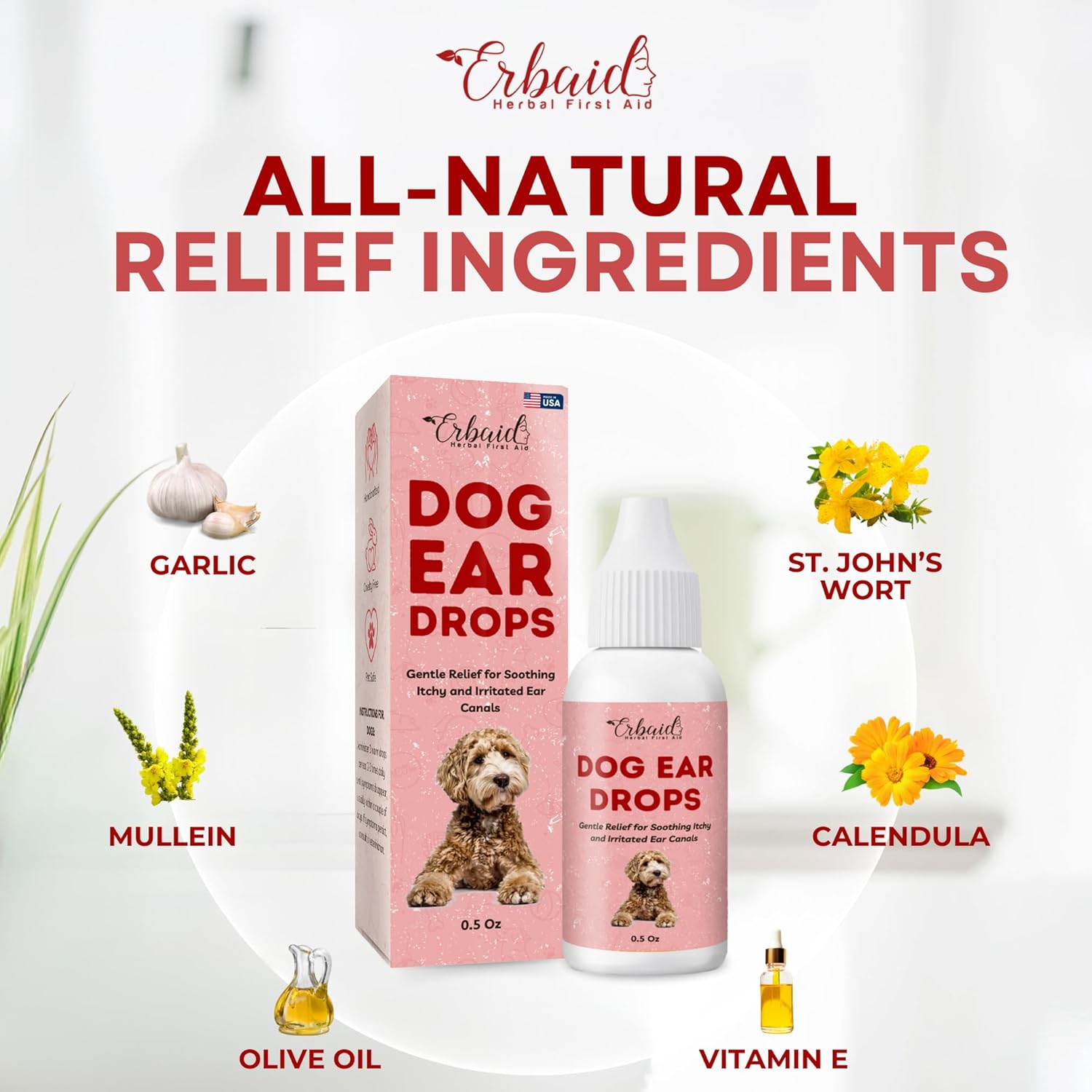 Dog Ear Cleaner – All Natural Ear Drops For Dogs Ear Infection – Eliminates Yeast Odor, Loosens Wax, Prevents Infections, Relieves Itching – Safe, Gentle, Effective Itchy Ear Relief, Made In Usa : Pet Supplies