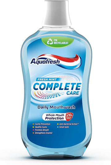 Aquafresh Complete Care Mouthwash With Fluoride, Fresh Mint, 500Ml