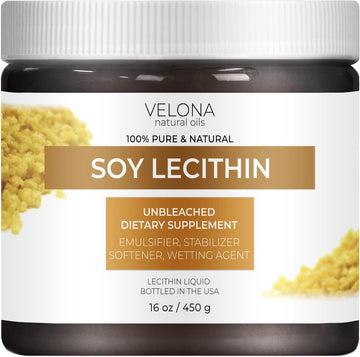 Velona Pure Liquid Soy Lecithin 16 Oz | Food Grade | Unbleached| Emulsifier, Stabilizer, Softener, Smoother, Wetting Agent | Use Today - Enjoy Results