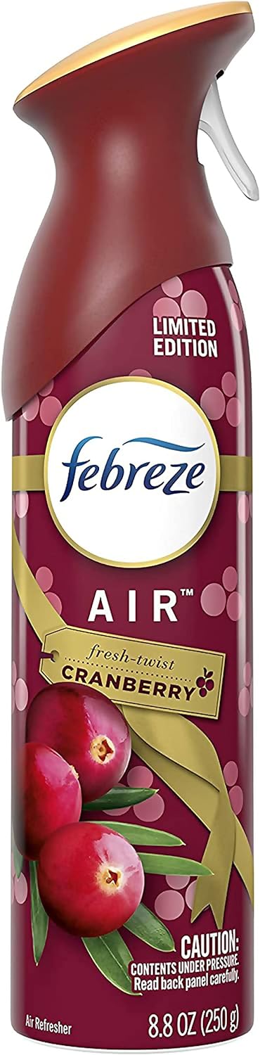 Febreze Air - Air Freshener Spray In Limited Edition Holiday Collection 2020 Fresh-Twist Cranberry Fragrance (Net Wt. 8.8 Oz Per Bottle). Pack Of 3 Bottles