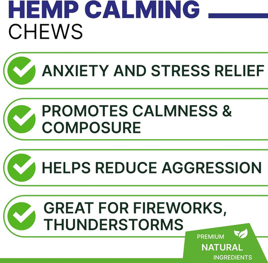 Advanced Dog Calming Chews - Anxiety Relief Treats W/Melatonin + Valerian Root - Calm & Sleep Aid Bites - Stress Relief During Fireworks Storms Separation - Anti Anxiety & Aggression Pill