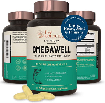 OmegaWell Omega 3 Fish Oil - 2000mg Capsules: Heart, Brain, & Joint Su