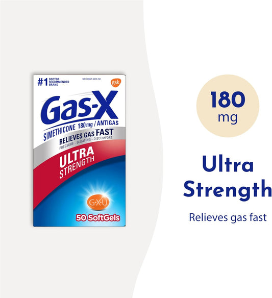 Gas-X Ultra Strength Gas Relief Softgels With Simethicone 180 Mg For Bloating Relief - 50 Count