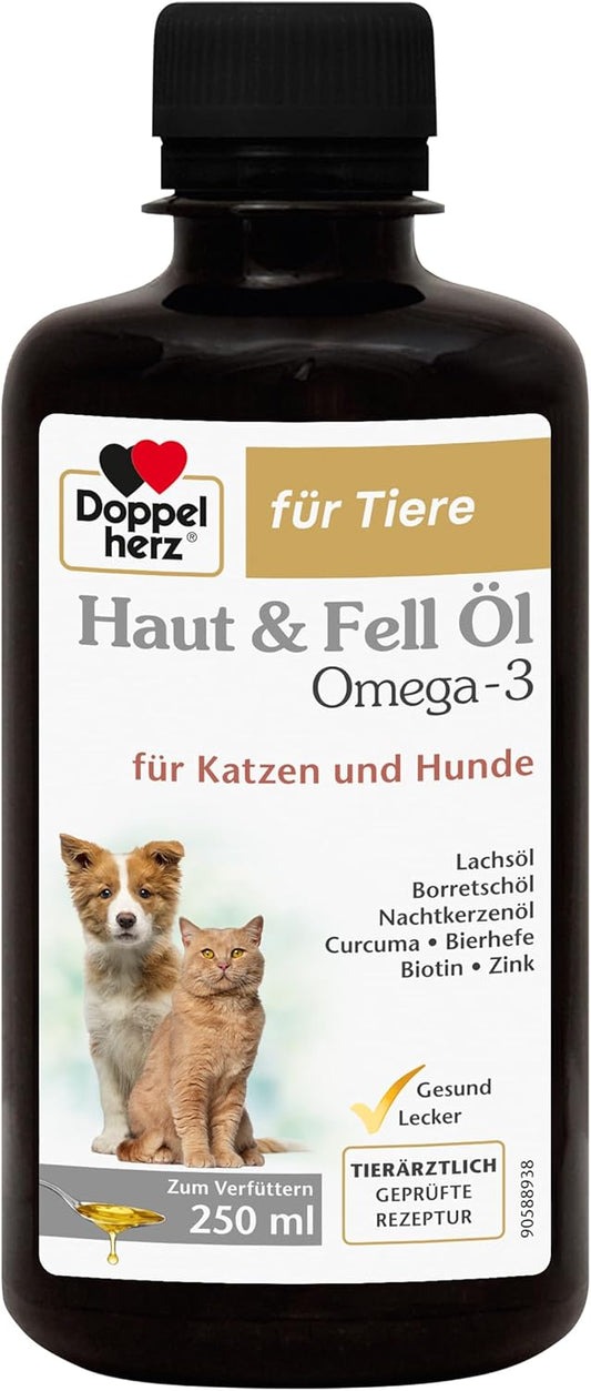 Doppelherz Skin And Fur Oil For Cats And Dogs - To Support Skin Function In Dermatosis And Excessive Hair Loss - 250 Ml