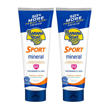 Banana Boat Sport 100% Mineral, Reef Friendly, Broad Spectrum Sunscreen Lotion, Spf 50, 9Oz. , 2 Count (Pack Of 1)