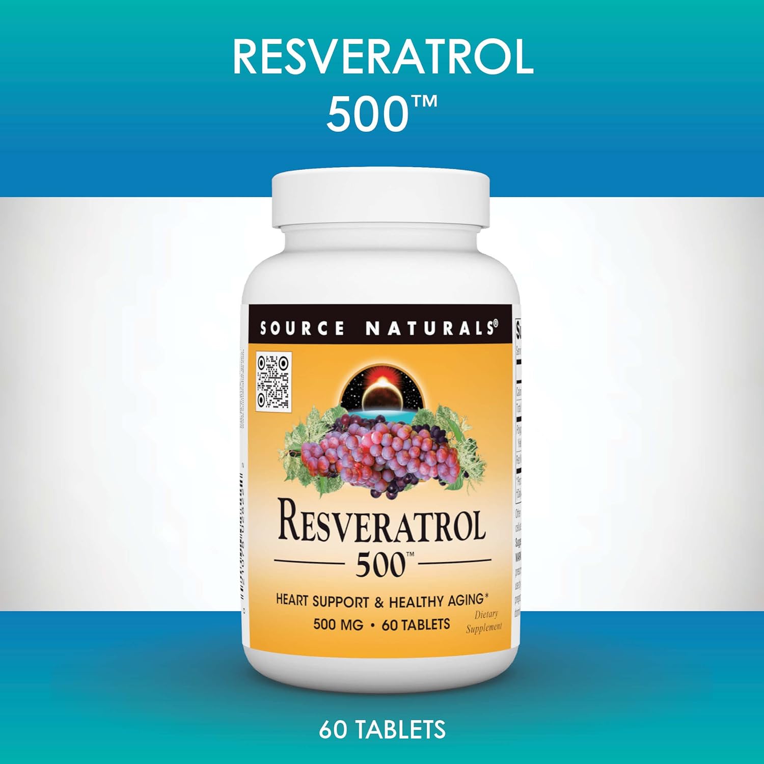Source Naturals Resveratrol 500, Heart Support & Healthy Aging*, 500 mg - 120 Tablets : Health & Household