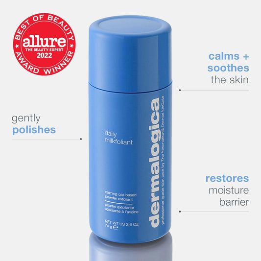 Dermalogica Daily Milkfoliant, Face Exfoliator, Powder Scrub Exfoliant With Aha And Bha - Calming, Polishing And Hydrating Skin, Oat-Based, Vegan Product