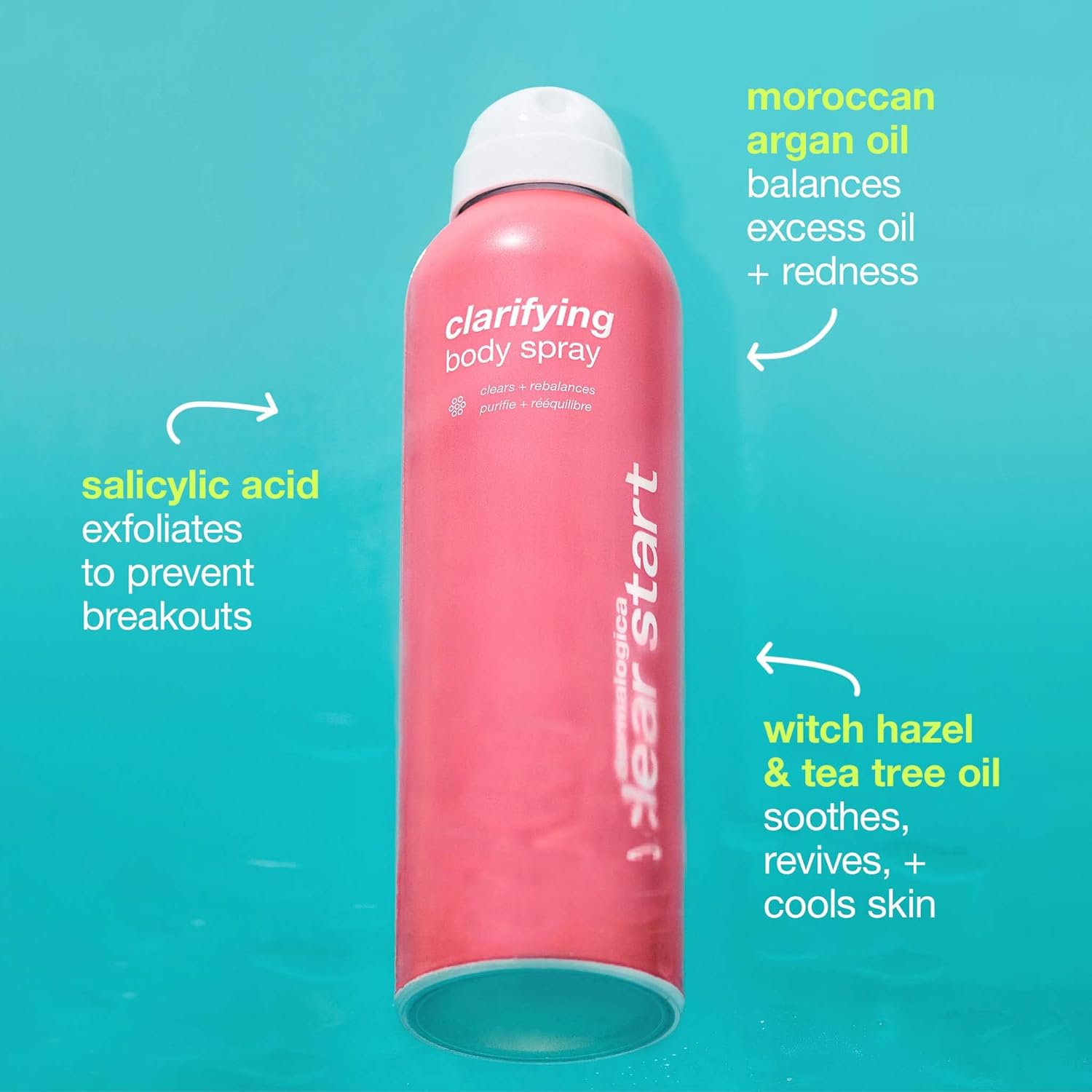 Dermalogica Clear Start Clarifying Bacne Spray, Back Acne Treatment Spray For Body Breakout - Pore Clearing, Preventing Pimple With Salicylic Acid, Witch Hazel, Tea Tree Oil, All Skin Type, 6 Fl Oz : Beauty & Personal Care
