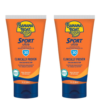 Banana Boat Sport Ultra Sunscreen Lotion Spf 30, Travel Size 3Oz Twin Pack, Sweat & Water Resistant Sunblock For Active Lifestyle