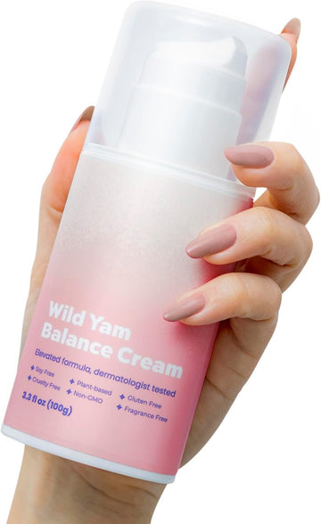 Natural Wild Yam Cream For Hormone Balance, Progesterone Cream For Women, Menstrual Relief & Menopause Cream With Green Tea & Aloe. Yam Cream For Hormones, Fertility, & Pms Usa Made - 3.3Floz-100G