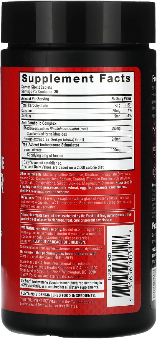 Testosterone Booster For Men Six Star Pro Nutrition Test Booster For Men Extreme Strength + Enhances Training Performance + Scientifically Researched Test Boost Supplement, 60 Pills
