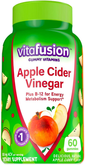 Vitafusion Apple Cider Vinegar Gummies, 500Mg Apple Cider Vinegar Per Serving Plus B Vitamins, 60Ct (30 Day Supply), Natural Apple Cider Avor From America’S Number One Gummy Vitamin Brand