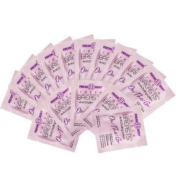 Fresh Body Fresh Breasts On-The-Go Anti Chafing Deodorant Lotion to Powder - Unscented, 0.07 oz Travel Size (30 Pack) Soothing Lotion for Women - No Talc, Aluminum or Fragrance