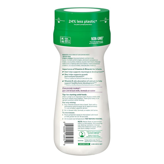 Beech-Nut Baby Cereal, Oatmeal Cereal Stage 1 For Infants, 8 Oz Canister (6 Pack)