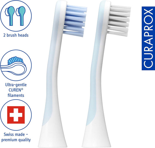 Curaprox Hydrosonic Pro Brush Head āSensitiveā, 2 Pieces - Curaprox Electric Toothbrush Heads/Replacement Toothbrush Heads - 2 Pack