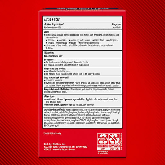 Cortizone-10 Maximum Strength Itch Relief Massaging Rollerball, 1% Hydrocortisone, Fast-Acting, Anti-Itch Liquid For Bug Bites, Rash, Eczema, Psoriasis, Poison Ivy, Oak, Sumac, 1.5 Fl. Oz