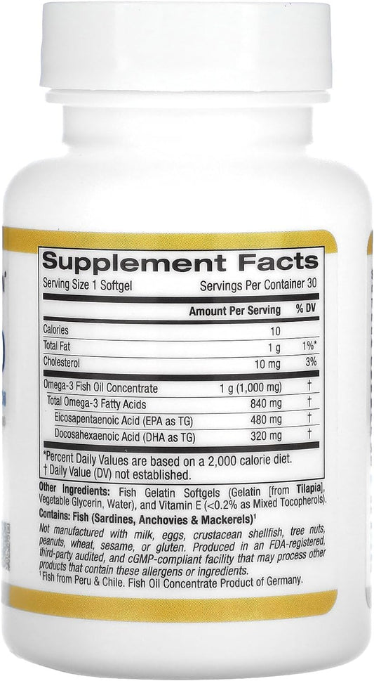 Omega 800 Pharmaceutical Grade Fish Oil, 80% EPA/DHA, Triglyceride For