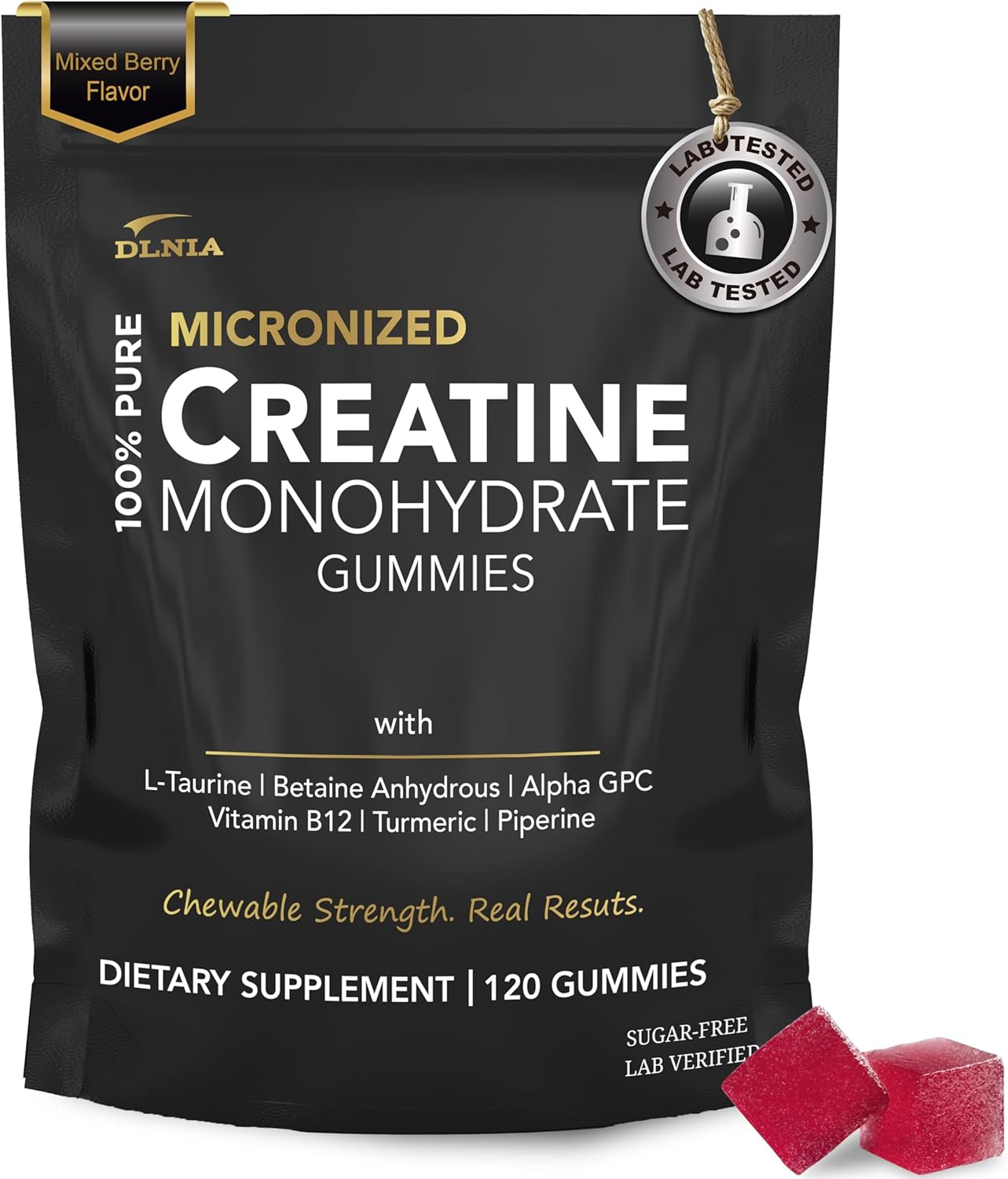 120 Creatine Monohydrate Gummies For Men & Women, Vegan-Friendly, Sugar-Free, & Tasty Chewables - Instantized Creatine Gummies For Enhanced Muscles Growth, Recovery, & Performance