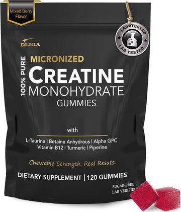 120 Creatine Monohydrate Gummies For Men & Women, Vegan-Friendly, Sugar-Free, & Tasty Chewables - Instantized Creatine Gummies For Enhanced Muscles Growth, Recovery, & Performance