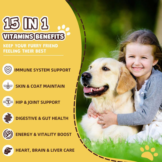 Dog Multivitamin Chewable With Minerals For Overall Health - Dog Vitamins And Supplements With Probiotics, Glucosamine, Chondroitin & Omega 3 For Immunity - Joint - Gut - Skin & Coat - 120 Chews