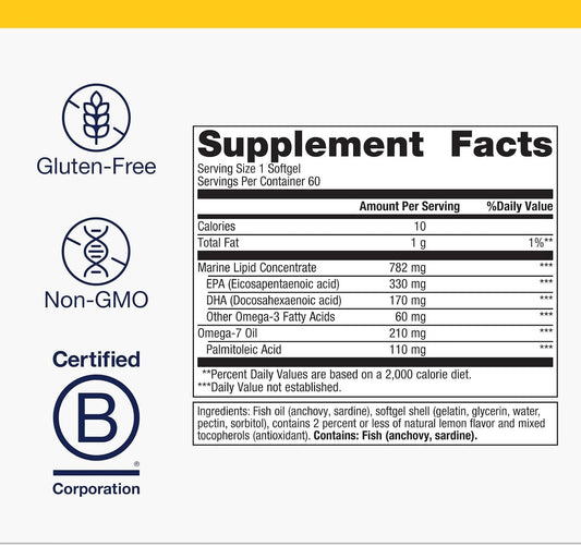 Metagenics Omegagenics Mega 10-330 Mg Epa & 170 Mg Dha - High Potency - No Fishy Aftertaste - For Heart Health & Immune System* - Non-Gmo & Gluten-Free Supplement - 60 Softgels