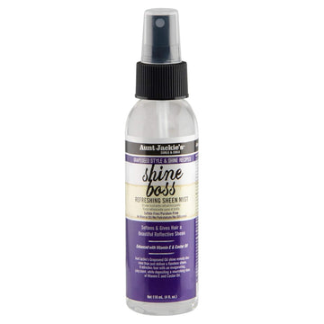 Aunt Jackie'S Grapeseed Style And Shine Recipes Shine Boss Refreshing Sheen Hair Mist, Gives Curls, Waves And Coils Shine Without Oily Feel, 4 Oz