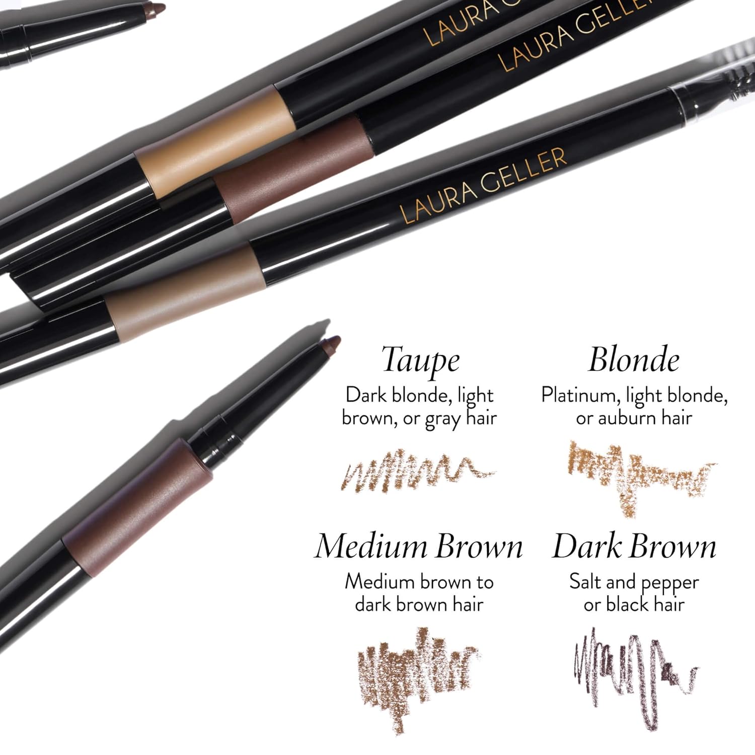 Laura Geller New York Inkcredible Waterproof Brow Pencil- Blending Spoolie Brush - Long Lasting Eyebrow Filler (04 Dark Brown) : Beauty & Personal Care
