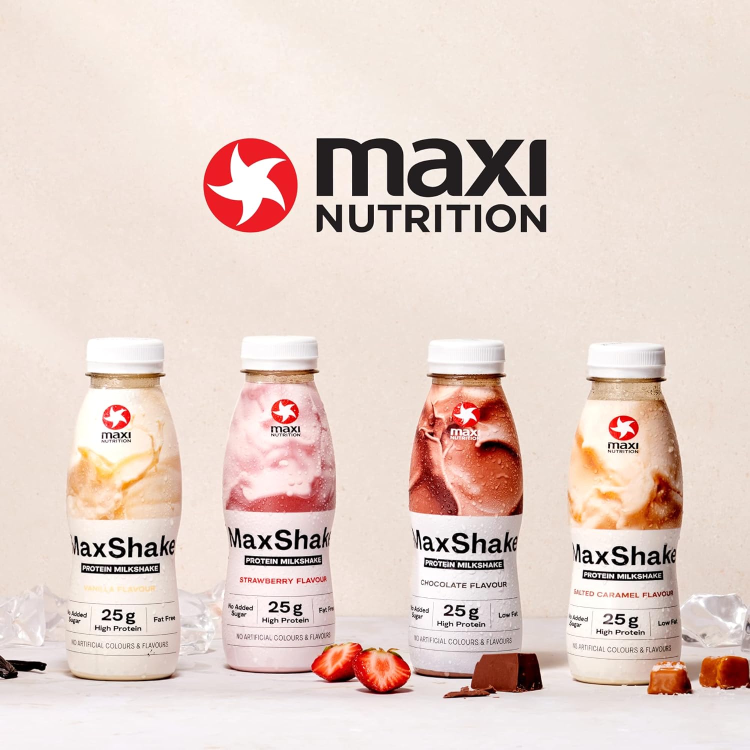 MaxiNutrition MaxShake Protein Milkshake Banana Flavour, 12 x 330ml, 25g protein, low fat & low carb, lactose-free, no artificial flavors, : Amazon.co.uk: Health & Personal Care