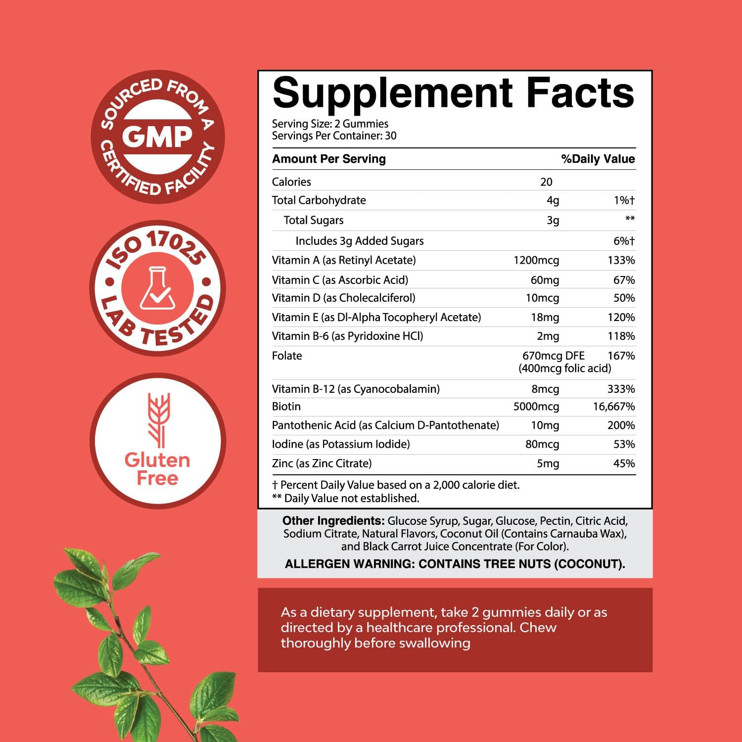 Natural Biotin Gummies for Hair Growth - Biotin Vitamins Hair Skin and Nails Gummies for Women and Men - Biotin Hair Growth Vitamins for Women with Pantothenic Acid and Biotin Hair Gummies : Health & Household