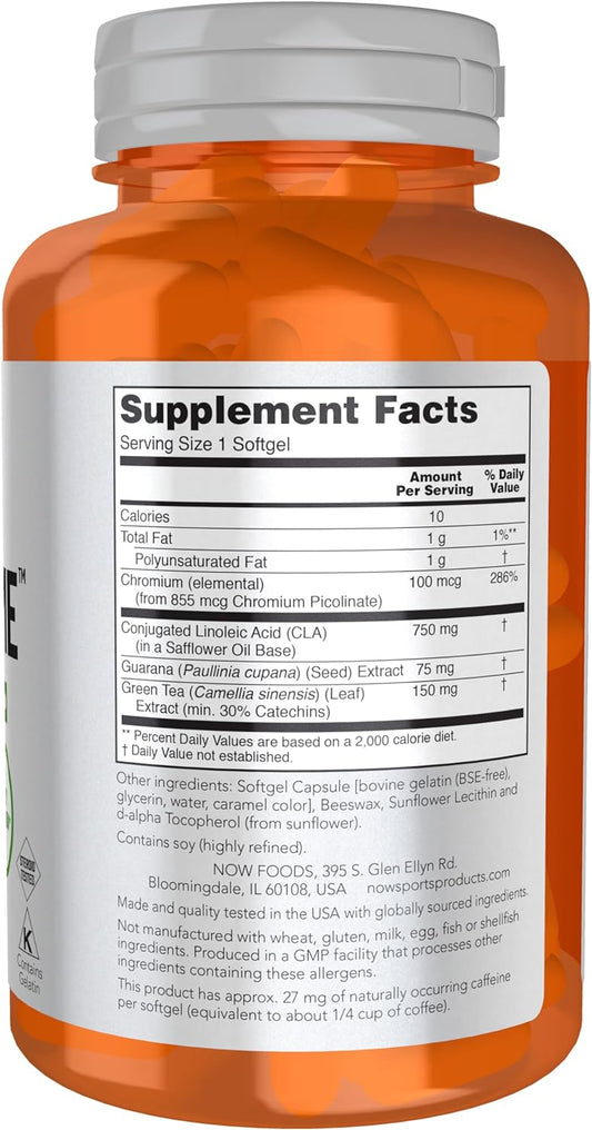 Now Sports Nutrition, Cla Extreme (Conjugated Linoleic Acid) With Guarana & Green Tea, 90 Softgels