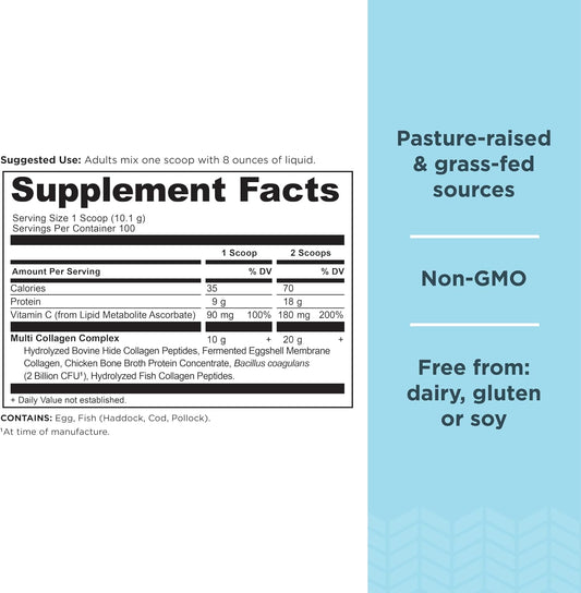 Ancient Nutrition Collagen Peptides Powder, Multi Collagen Protein, Women & Men, Vitamin C, Probiotics, Hydrolyzed Collagen, Supports Skin, Joints, Gut Health, Unflavored, 100 Servings