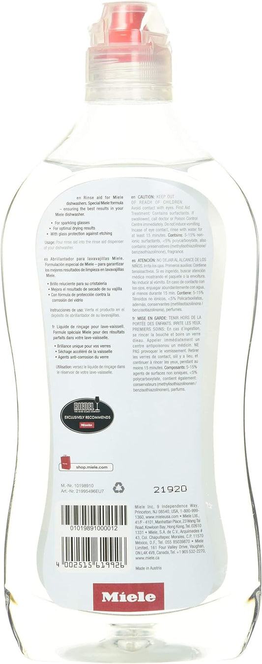 Miele Original Dishwasher Rinse Aid, For Optimal Drying And Sparkling Finish With Glass Protection Formula, 17 Oz