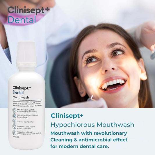 Clinisept+ Dental Oral Cleanser – High Purity Hypochlorous Cleaner And Mouthwash, Sting Free, Alcohol Free Mouthwash For Superior Oral Hygiene (400Ml)