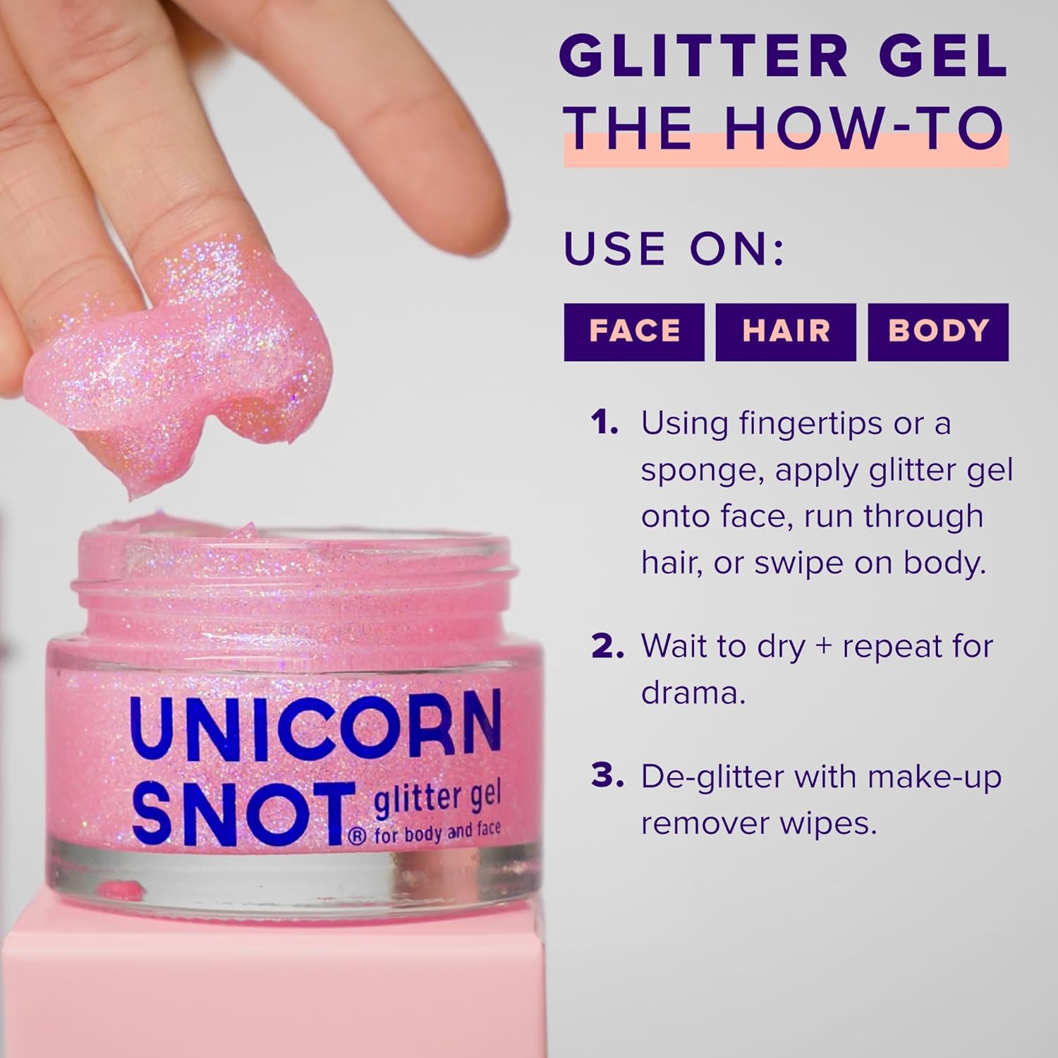 Unicorn Snot Face & Body Glitter Gel - Cosmetic-Grade Holographic Glitter - Stocking Stuffers For Women, Gifts For Teen Girls - Safe For Face, Easy Application & Removal - Blue Glitter, 1.7Oz (Sky) : Beauty & Personal Care