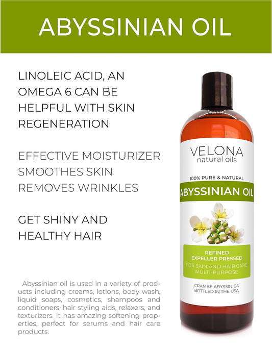 velona Abyssinian Oil 64 oz | 100% Pure and Natural Carrier Oil | Cold Pressed | Hair, Body Care | Use Today - Enjoy Results
