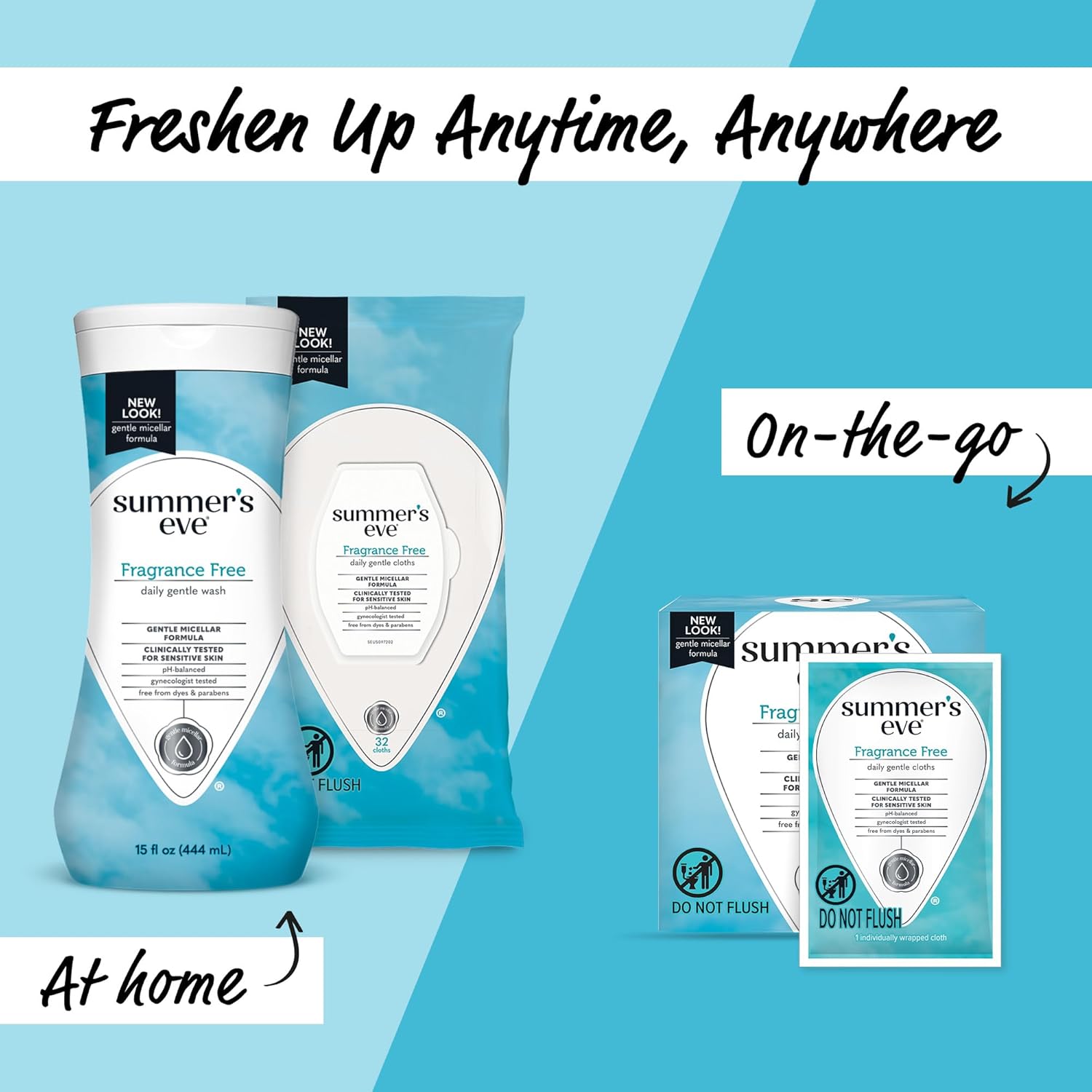 Summer's Eve Fragrance Free Gentle Daily Feminine Wipes, Removes Odor, pH balanced, 16 Count : Health & Household