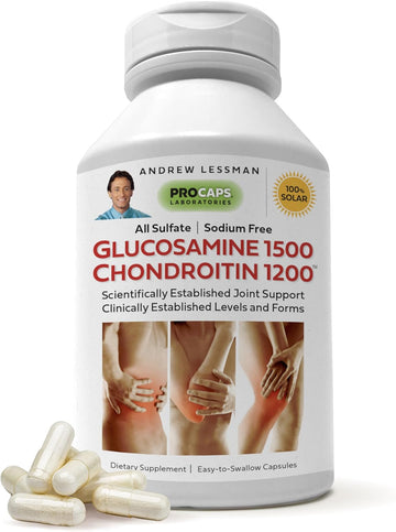 Andrew Lessman Glucosamine 1500 Chondroitin 1200-600 Capsules – 100% Sulfate Form, Research Established Ingredients And Levels For Support Of Healthy Joint Tissue. Small Easy To Swallow Capsules