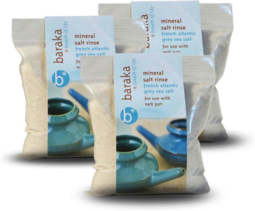 Neti Pot Sinus Rinse, Neti Pot Mineral Salt, Sinus Rinse Saline Solution, Nasal Salt For Sinus Wash, Sinus Rinse Sea Salt, Nasal Salt For Sinus, Mineral Sea Salt Rinse - (8 Oz - 3 Pack)