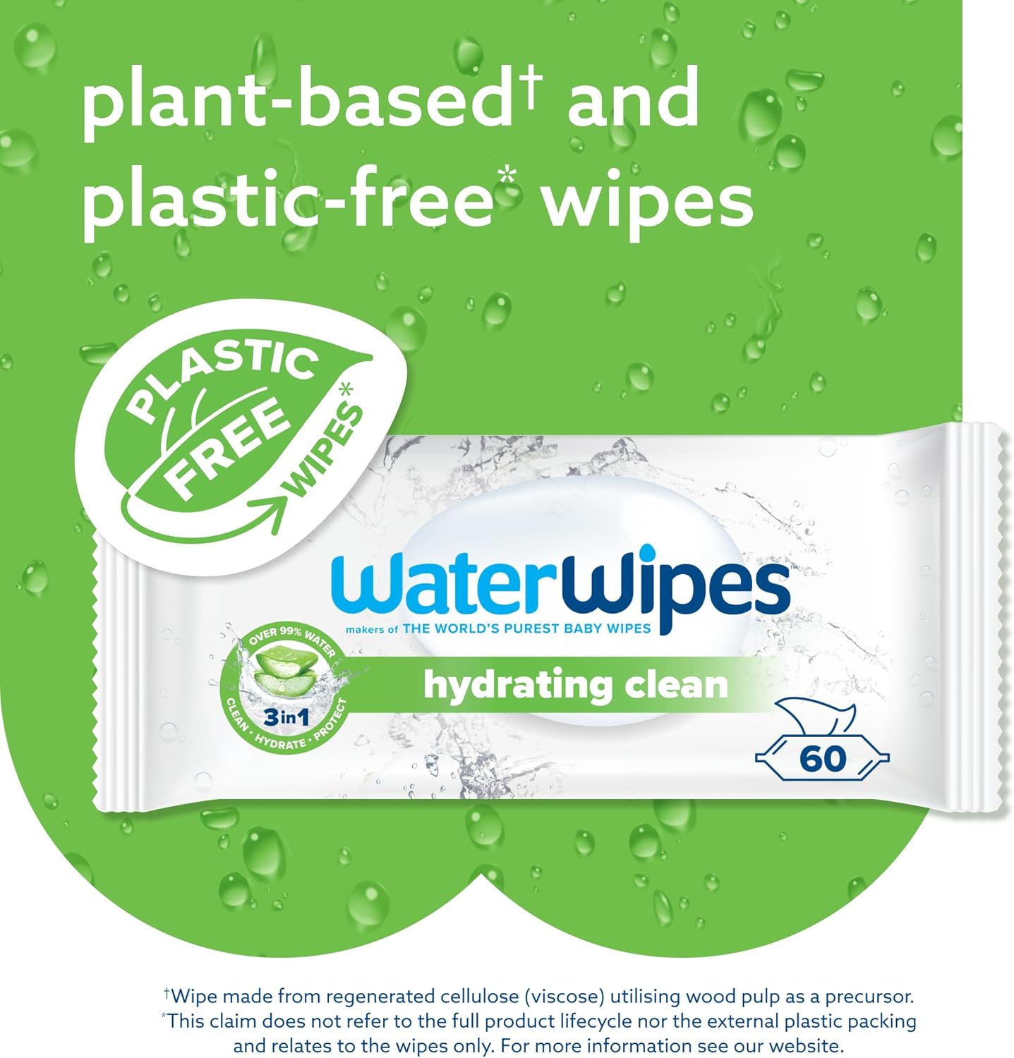 WaterWipes Hydrating Clean Baby Wipes, 360 Count (6 Packs), 99% Water-Based Wipes with Aloe Vera, Unscented, Packaging May Vary : Amazon.co.uk: Health & Personal Care