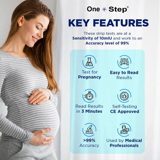 One Step: 50 X Ultra Early - 10Miu Wide Width Pregnancy Test Strips (Tests Up To 6 Days Earlier)