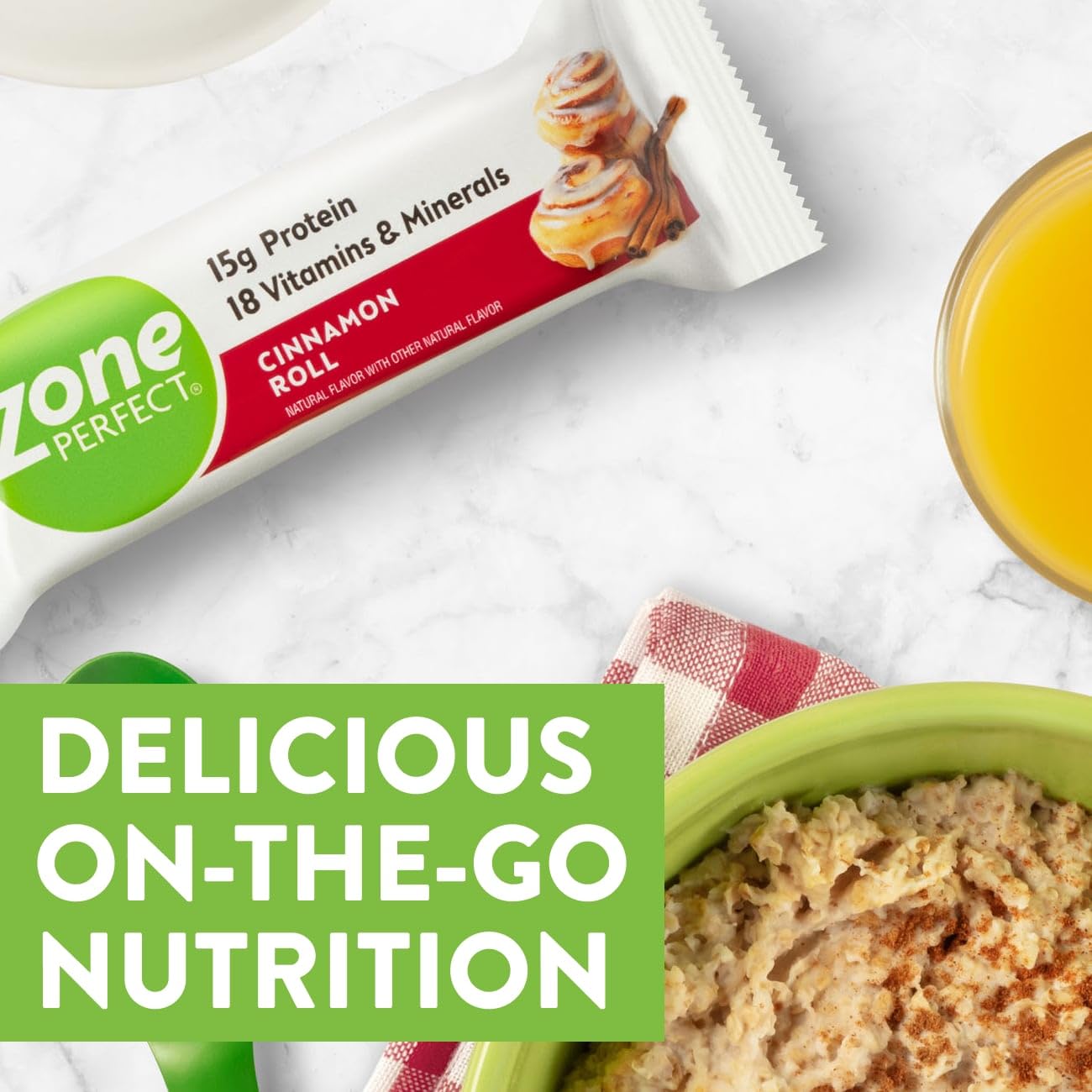 ZonePerfect Protein Bars | 15g Protein | 18 Vitamins & Minerals | Nutritious Snack Bar | Cinnamon Roll | 20 Bars