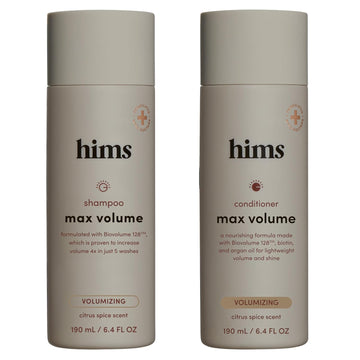 Hims Max Volume Men'S Shampoo & Conditioner Set - Volumizing Natural Shampoo And Conditioner For Men - Adds Volume, Shine & Bounce - Citrus Spice - 2 X 6.4 Fl Oz